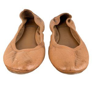 Tory Burch Women's Eddie Lamb Leather Ballet Flats in Royal Tan Size 6.5